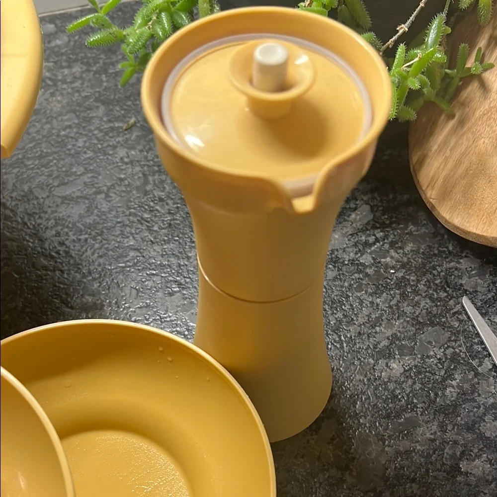 Vintage Tupperware Servalier Salad bowl, 6 bowls, Serving Utensils, & cruet